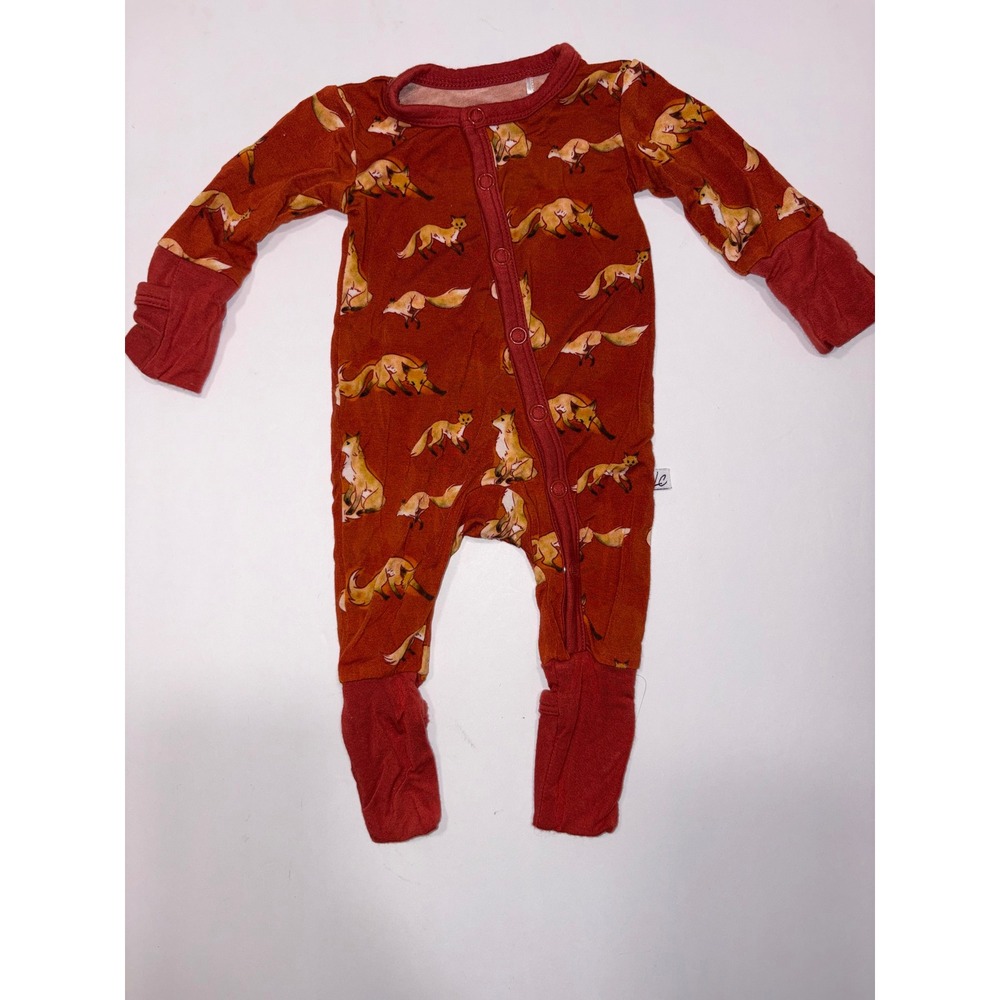Laree + Co Fox Print Bamboo Viscose‎ Preemie Long Sleeve Footed Pajamas